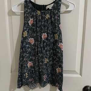 LOFT Floral Sleeveless Top - Green and Pink